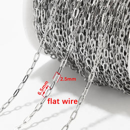 2M Stainless Steel Gold Long Oval Link Chain 2.5mm width Gold Cable Chains for DIY Necklace Bracelet Anklet Making 2 types