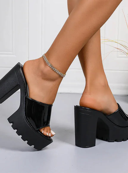 KissICON Fashion Patent Leather Super High Heels Sandals for