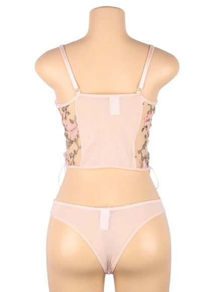 Plus Size Romantic Butterfly Women Bra and Panties Erotic Embroidery Underwear Set Erotic Sexy Lingerie Set