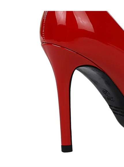 Woman 10cm High Heels Patent Leather Shallow Mouth