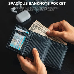 Men's Wallet with Zipper Coin Purse Automatic Pop-up Metal Credit Card Holder Minimalist RFID Blocking Business Card Wallet Idea