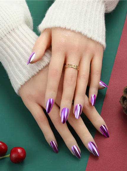 KissIcon Mirror Nails - Metal Effect Adhesive Almond