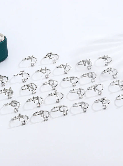 KissIcon 26 A Z Open Adjustable Ring 925 Silver Plated Gift