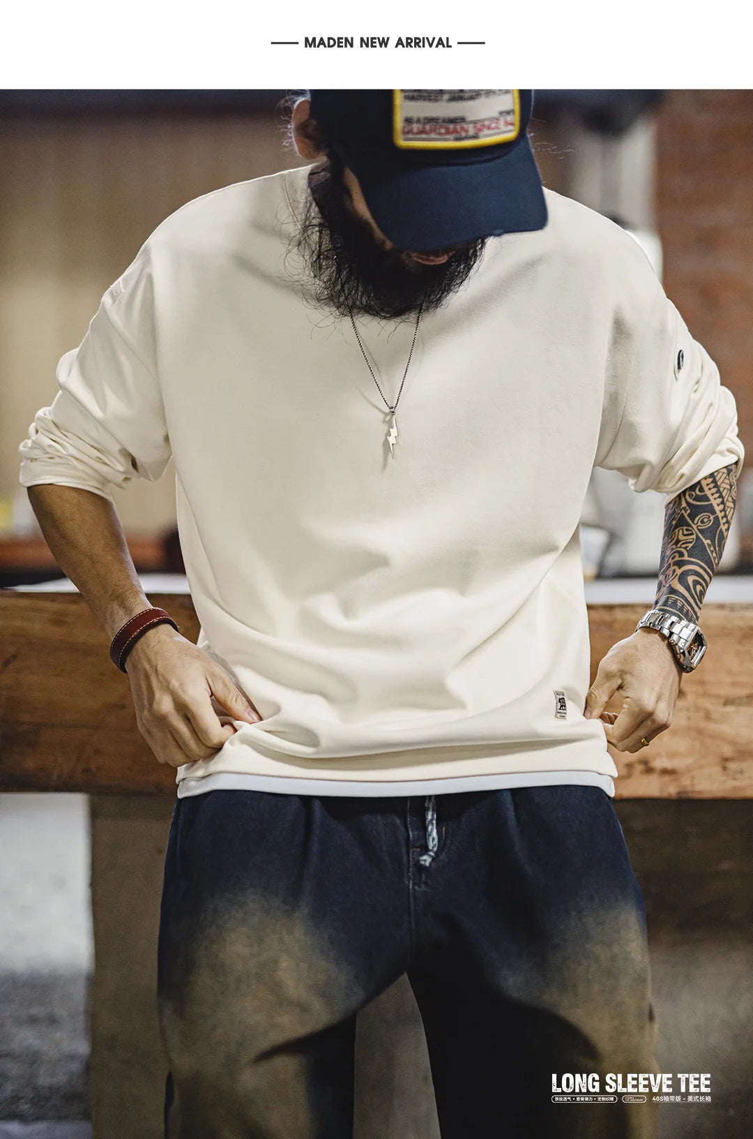 Maden Men's V-Neck T-Shirt Long Sleeve Pullover Solid Color Casual Basic Base Layer For Spring Autumn Soft Breathable Top