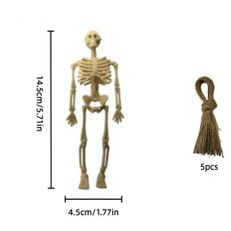 5PCS Decor Halloween Mini Plastic Skull Skeleton Decoration Favors Hanging Toys for Craft Halloween Party Decorations