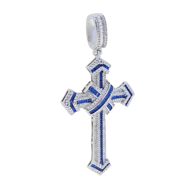 2025 New Cross Pendant for Men Women Full Iced Out Cubic Zircon Hip Hop Necklace Link Chain Fashion Rock Jewelry