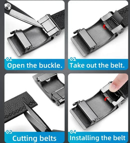 Automatic Buckle Belts for Men High Quality Brown/Black Genuine Leather Belts with Adjustable Ratchet Belt for Men