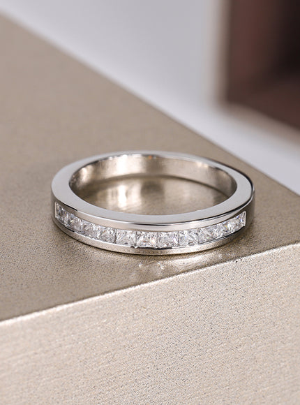 925 Sterling Silver Double Row Zircon Micro Inlaid Style Wedding Diamond Ring Set Ring Zircon For Couple Ring