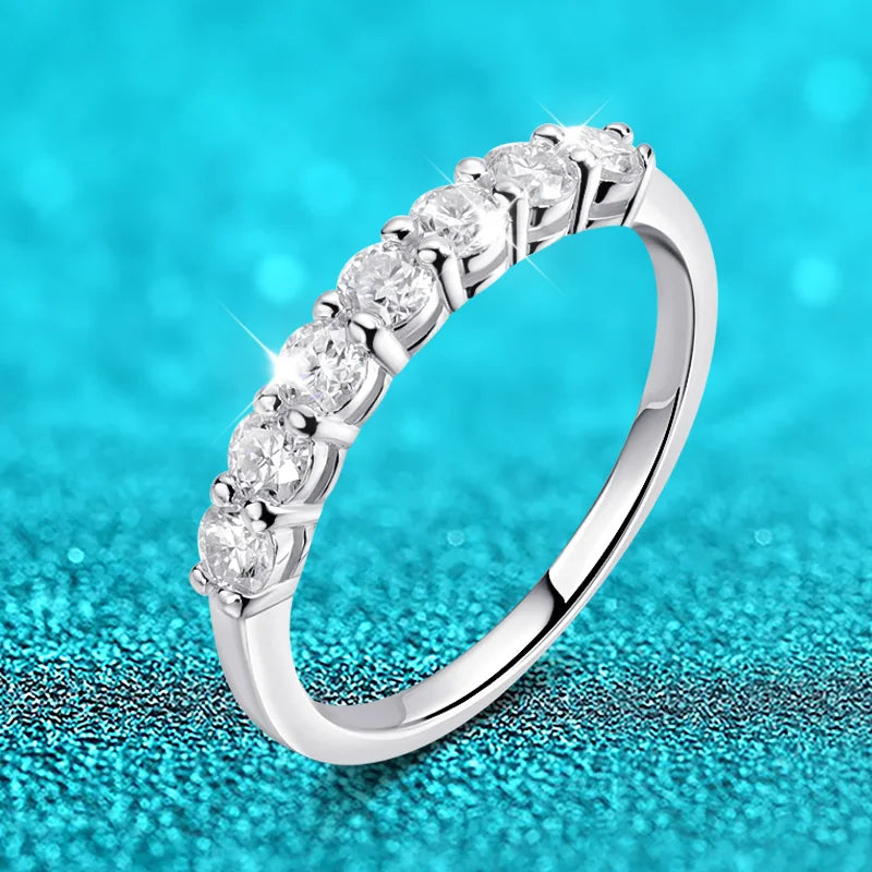 Smyoue 0.7CT 3mm Gemstone Moissanite Rings for Women S925 Silver Matching Wedding Diamonds Band Stackable Ring White Gold Gift
