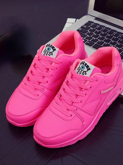 Women Fashion Sneakers Air Cushion Sports Shoes Pu Leather Blue Shoes White Pink Outdoor Walking Jogging Shoes Female Trainers