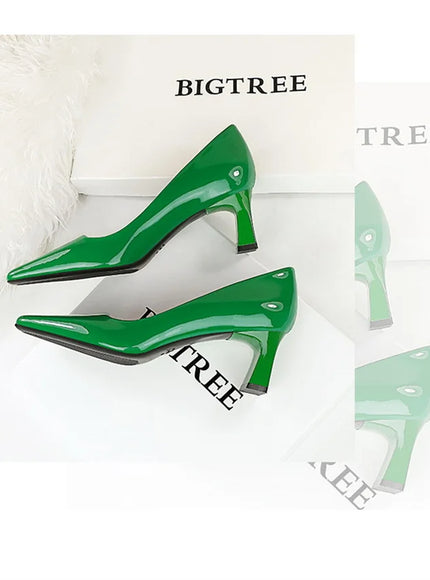 2024 Spring Versatile Fashion Shallow Mouth Patent Leather