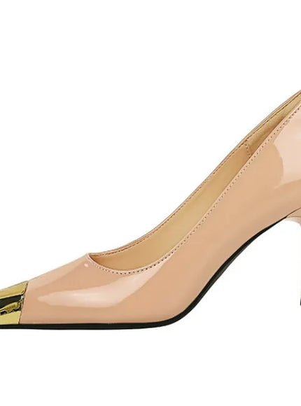 European Fashion Metal Square-Toe High Heels Shallow Mouth