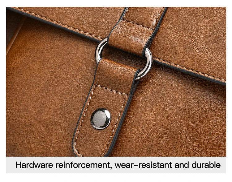 Mens Business Briefcase Large Capacity PU Leather Laptop Bag Fashion Crossbody Shoulder Tote Bag for Work Office