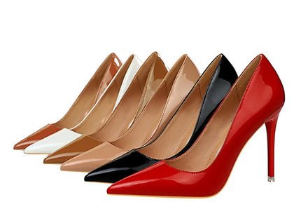 Fashion Simple Patent Leather Thin High Heel Women
