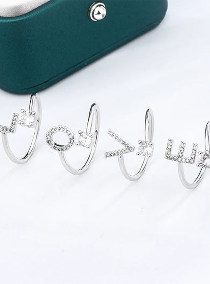 KissIcon 26 A Z Open Adjustable Ring 925 Silver Plated Gift