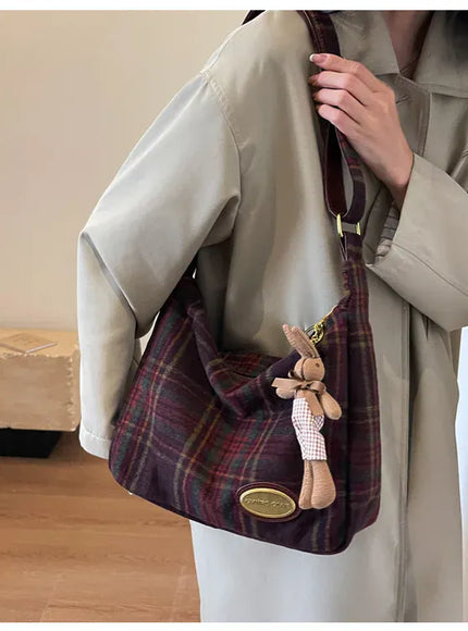 American Vintage Plaid Wool Crossbody – Shoulder