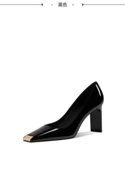 Women Heel Solid Leather Popular Ladies Working Pumps