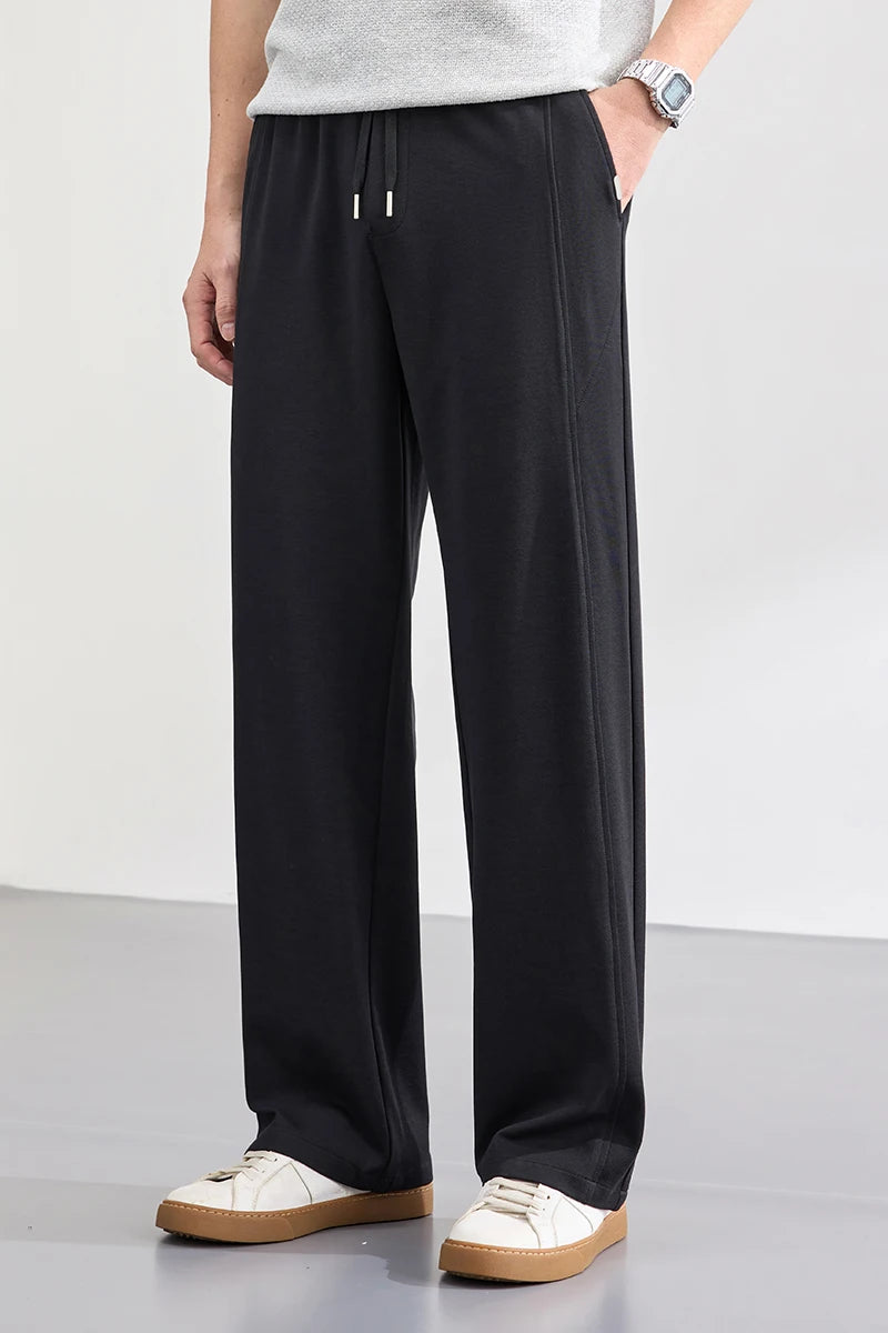 Lyocell Cotton Men's Casual Pants Breathable Straight Leg Loose Fit Elastic Waist Ice Silk Quick Dry Trousers Spring Summer 2026