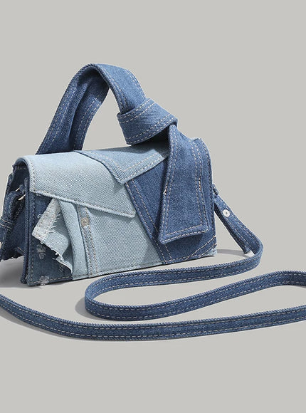 Denim Mini Crossbody Bag Shoulder Bag Handbag  Adjustable Strap Magnetic Buckle Stylish