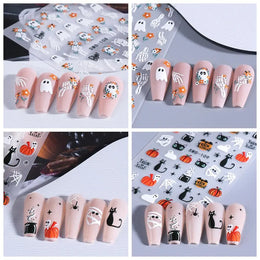 1pcs Halloween Nail Stickers Pumpkin Ghost Spider Skull Design Cute Adhesive Slider Decals DIY Manicure Decor
