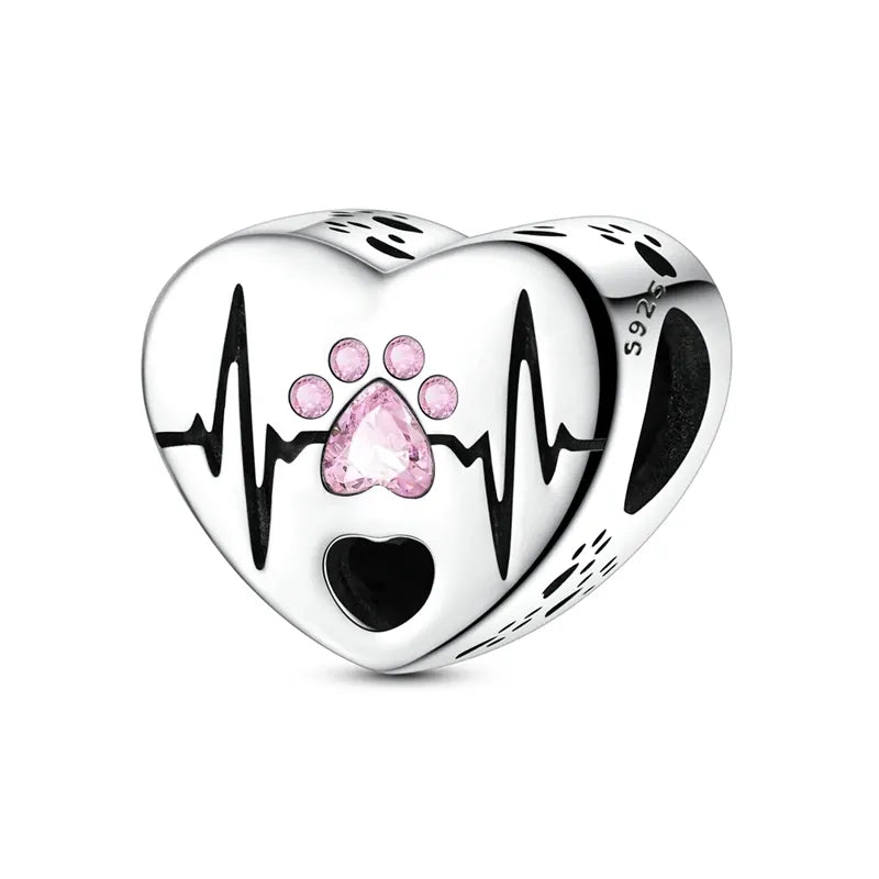 KissICON KTC1121 925 Sterling Silver Safety Charms  Series Snowflakes Stars Moon Heart Bow Fit Original  Bracelets DIY Jewelry Gift for Women