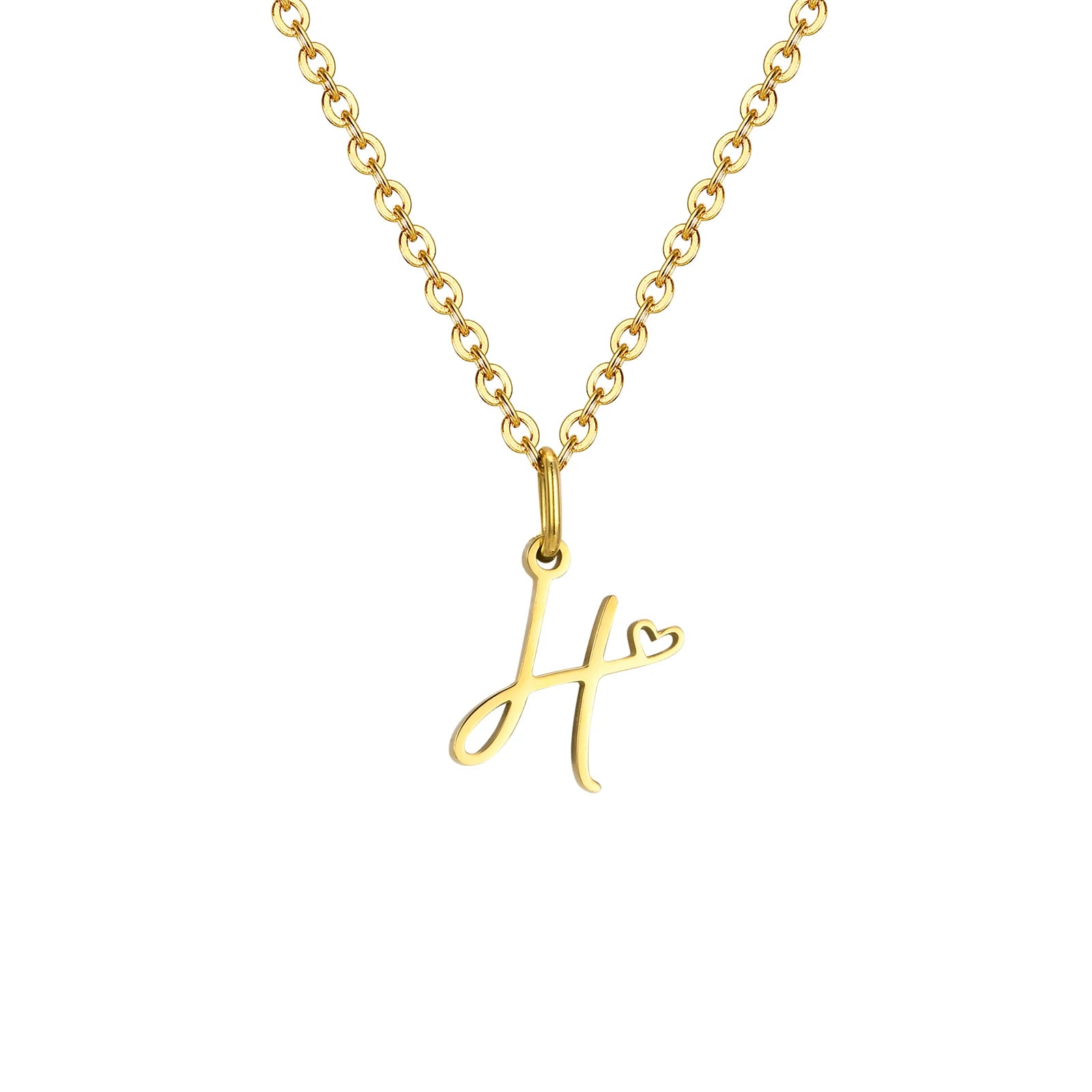 Dainty Heart Initial Necklace for Women, Gold Plated A-Z Letter Pendant, Waterproof Stainless Steel Monogram Jewelry, Personaliz