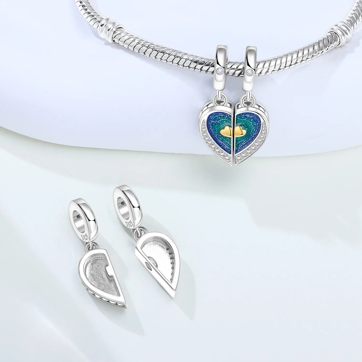 Original Charms Beads 925 Sterling Silver Zircon LOVE Winged Protect Heart Pendant For DIY Necklace Bracelet Fine Jewellery Gift