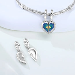 Original Charms Beads 925 Sterling Silver Zircon LOVE Winged Protect Heart Pendant For DIY Necklace Bracelet Fine Jewellery Gift