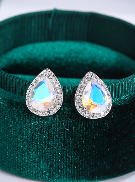 KissIcon Silver Plated Water Drop Earrings - Zircon Shine