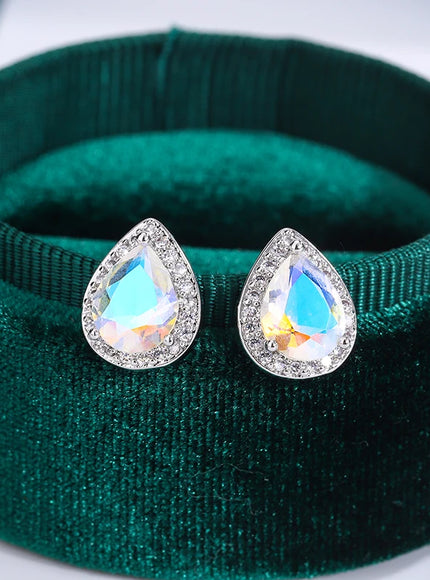 KissIcon Silver Plated Water Drop Earrings - Zircon Shine