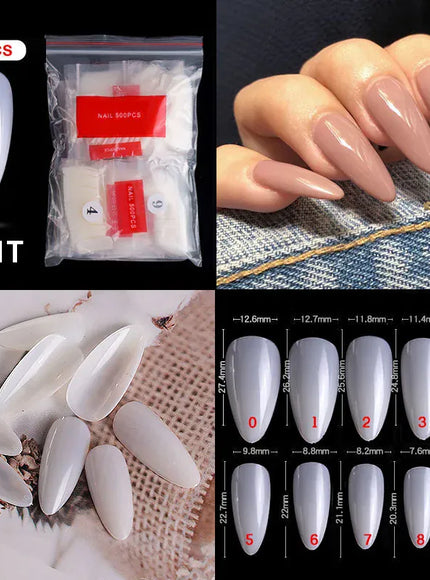 Mid Length Press On Nails Clear Natural 500pcs