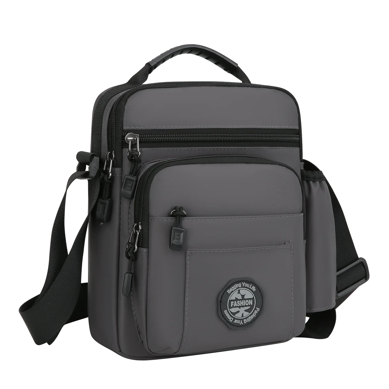 Mens Nylon Crossbody Bag Wear Resistant Multi Compartments Adjustable Strap For Hiking Cycling Work Errands Outdoor Daily Carry