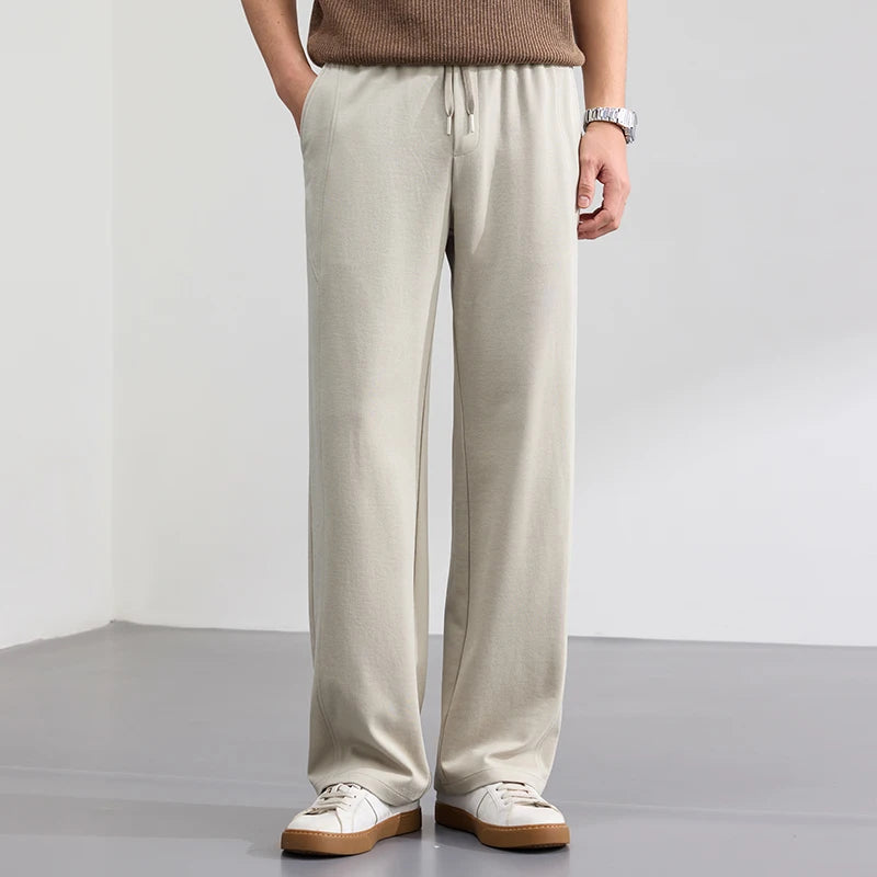 Lyocell Cotton Men's Casual Pants Breathable Straight Leg Loose Fit Elastic Waist Ice Silk Quick Dry Trousers Spring Summer 2026