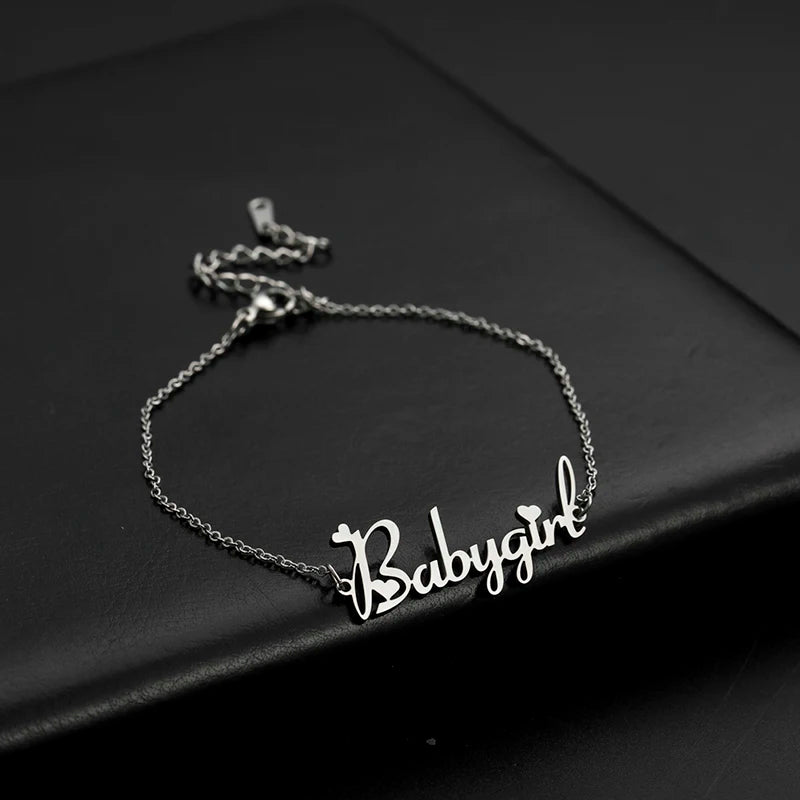 Letter Text Custom Name Bracelet For Women Men Personalized Gold Color Anklet Family Gift Stainless Steel Chain Pendant Jewelry