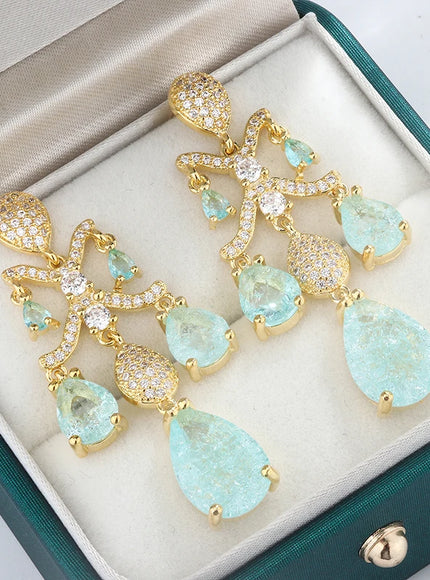 KissIcon Shiny Light Blue Zircon Earrings Sparkling Gift