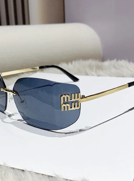 Rimless Rectangle Gradient Sunglasses