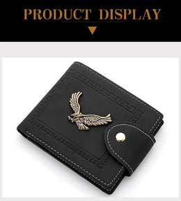 Men's Wallet Men's Short Wallet Youth Fashion Personality Pu Leather Credit Card ID Card Holder Wallet Folding Wallet
