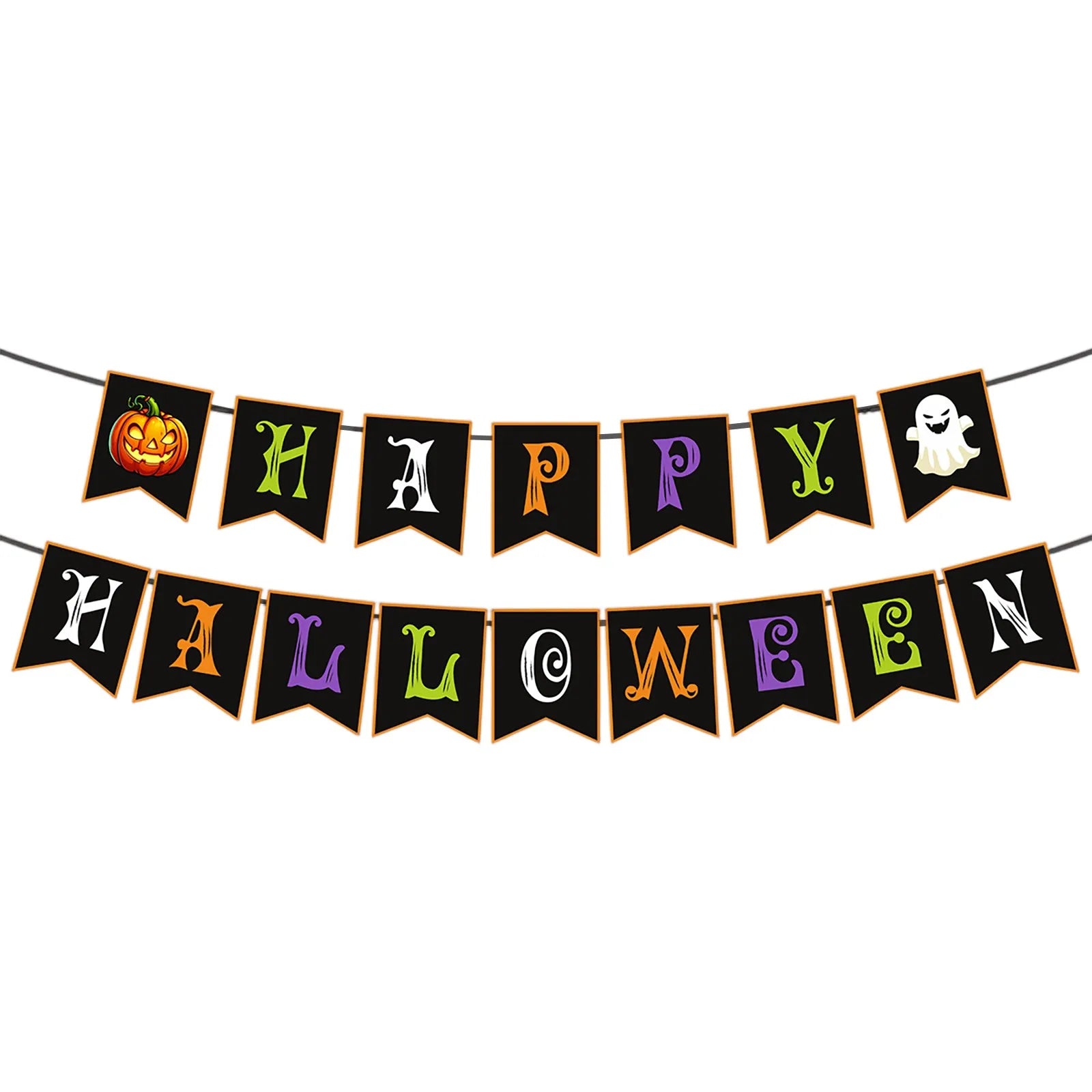 New Happy Halloween Flag Banner Festival Skeleton Pumpkin Party Decoration Supplies Scene Decoration Home Decoration