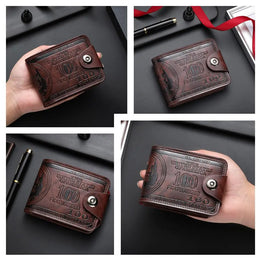 Men's Wallets with 100 US Dollar Pattern Hasp Male Leather Wallet with Zipper Card Holder Coin Pocket Purse cartera hombre