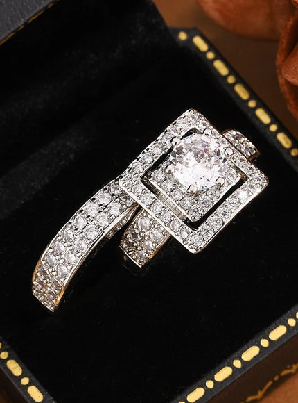 Luxurious Women's Double-Layer Zircon Ring - 925 Silver