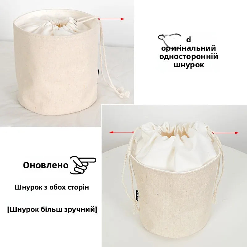 Women's Bag Inner  Basket Corduroy Bucket Bag Woven Drawstring Storage Pouch Versatile Household Organizer