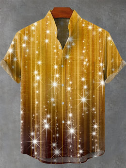 Men's Linen Shirt Vintage Short Sleeve Fashion World Tree Top Summer Casual Ethnic Costume Shirt Men's Street Shirt