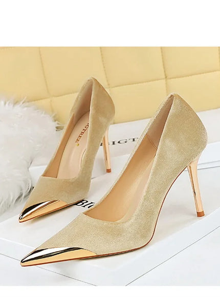 Women Fashion Comfort Suede High Heels Green Burgundy