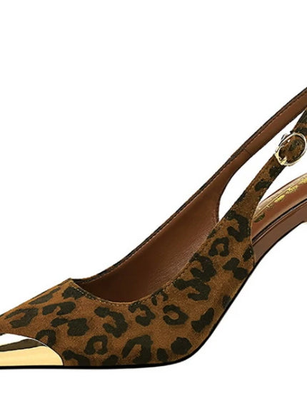 European American Style Metal Pointed High Heels Slim
