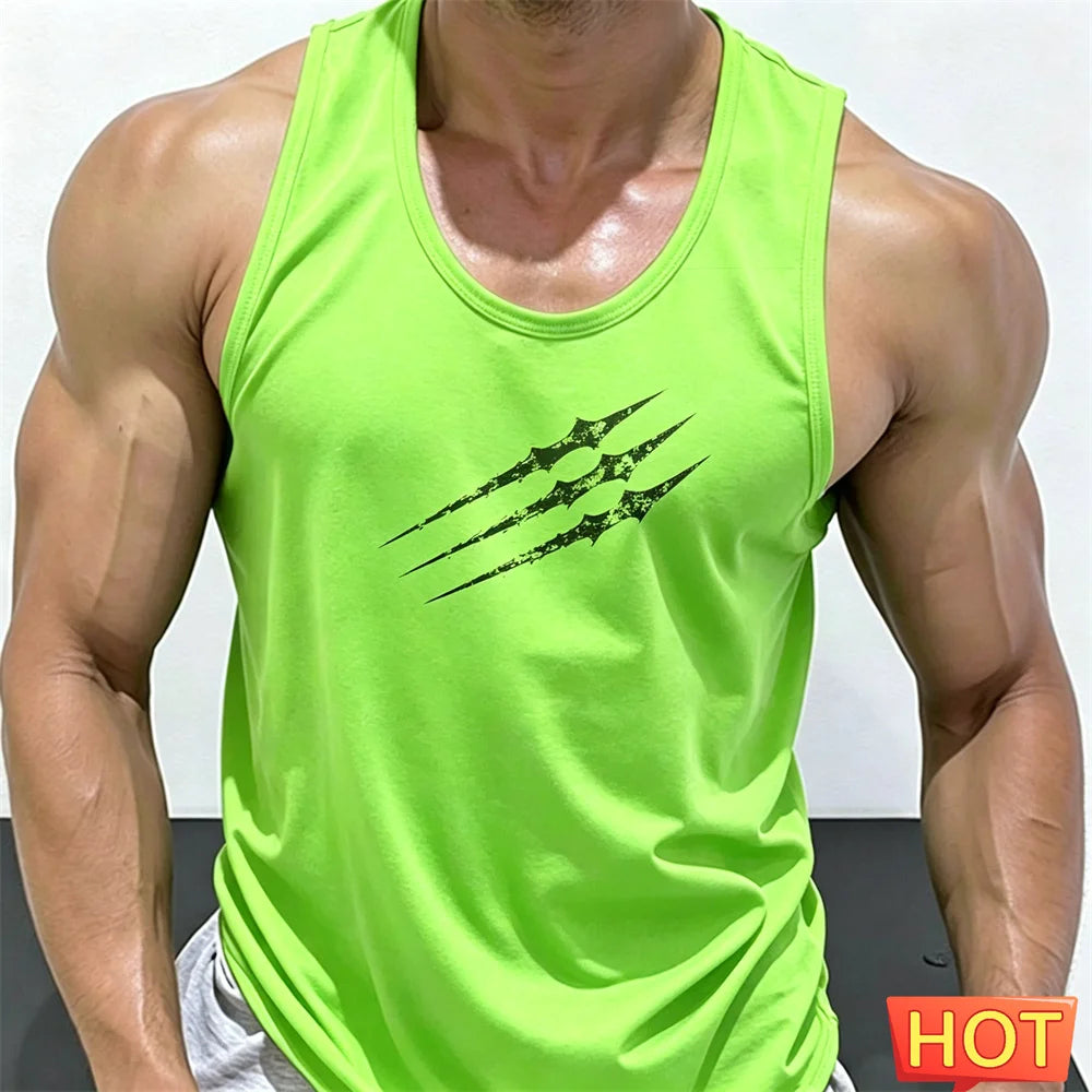 Summer scratch fitness vests men round neck sleeveless T-shirt Hard guy gym tank top men quick-dry men's t-shirts and tank tops