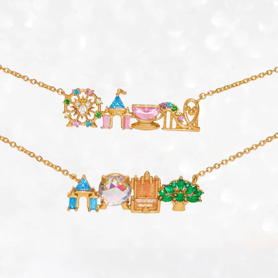18K Gold Plated Colored Zircon Inlaid Amusement Park Pendant Necklace Cute Sweet Design Versatile Fashion Jewelry Girl 's Gift