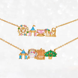 18K Gold Plated Colored Zircon Inlaid Amusement Park Pendant Necklace Cute Sweet Design Versatile Fashion Jewelry Girl 's Gift