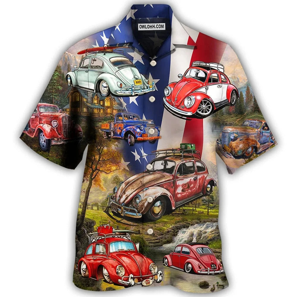 Hawaiian Men Shirt 3D Car Print Short Sleeve Blouse Summer Beach Vacation single Breasted Fashion Lapel Men's Clothing