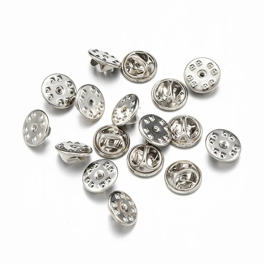 100pc Metal Locking Pin Back Brooch Badge Holder Lapel Base For DIY Jewellery Material Making Supply Craft Accessories Handmade