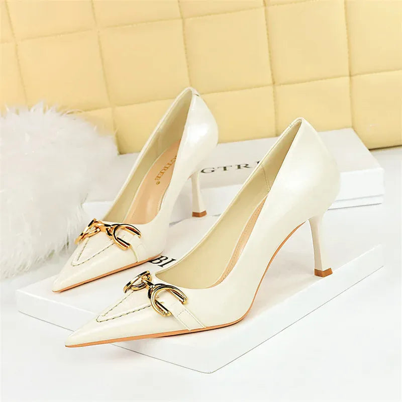 KissICON Women High Heel Stiletto Shallow Mouth Pointed Toe